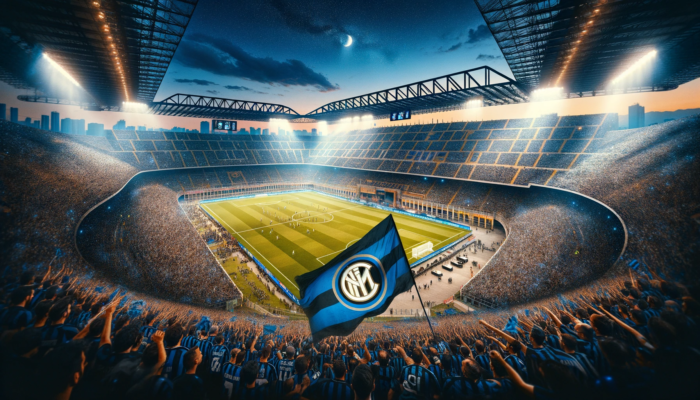 Inter-Milans-iconic-San-Siro-stadium-filled-with-enthusiastic-fans-under-a-clear-evening-sky.-The-stadium-is-lit-up-showcasing-its-unique-architec